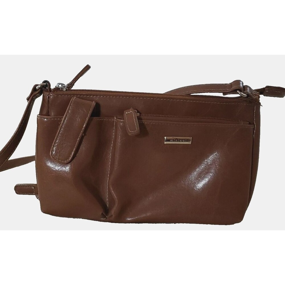 Minicci Faux Leather Medium Brown Crossbody Bag/Purse with Multiple Compartments